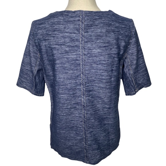 Anthropologie Zoa New York Chambaray Reverse Stitch Short Sleeve Top Size Small - Picture 3 of 6